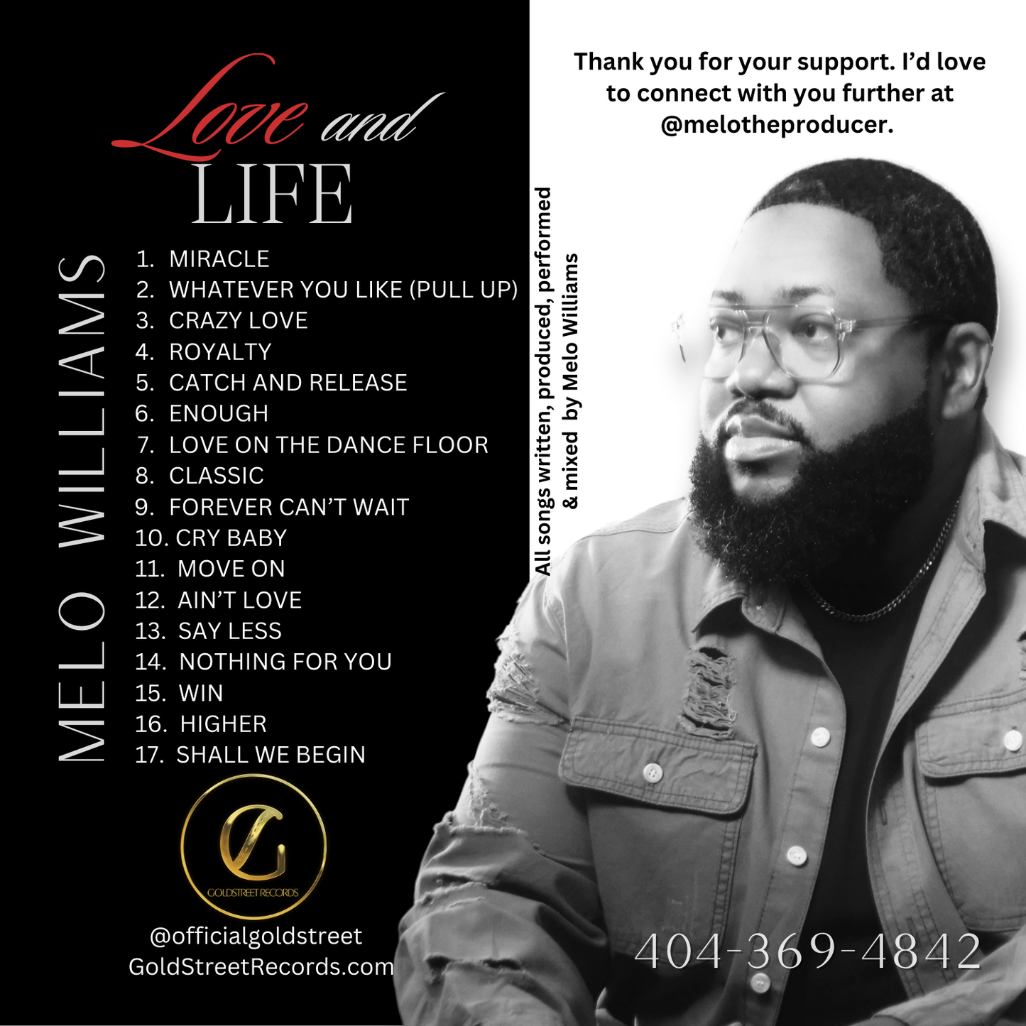 Love and Life (CD) - Melo Williams